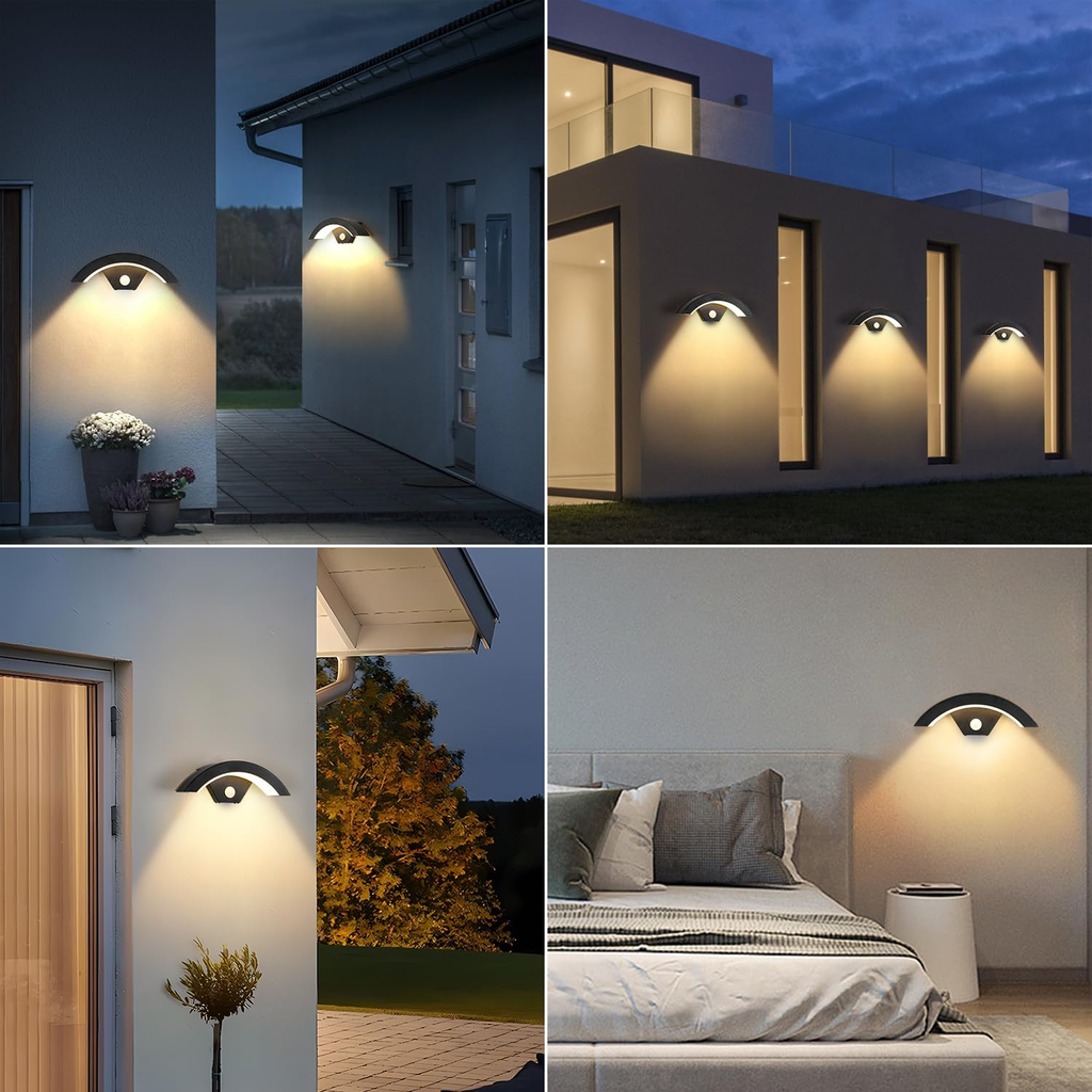 Vano | Moderno Faretto da Esterno in Alluminio Nero con Sensore di Movimento e Classe di Protezione IP65 per Giardino e Veranda