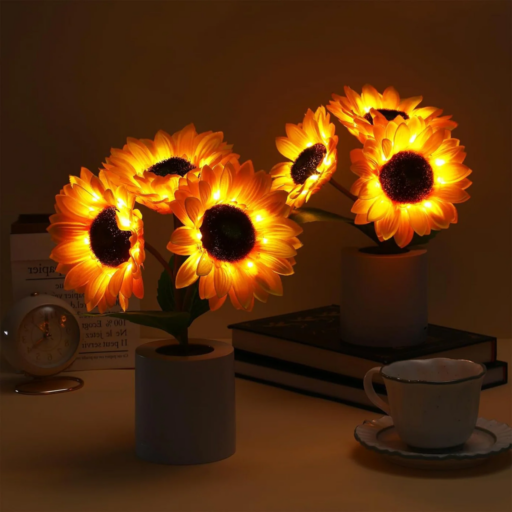 Lampada Girasole Girasole Artificiale in Vaso con Luci LED per San Valentino, Festa della Mamma e Regali di Compleanno