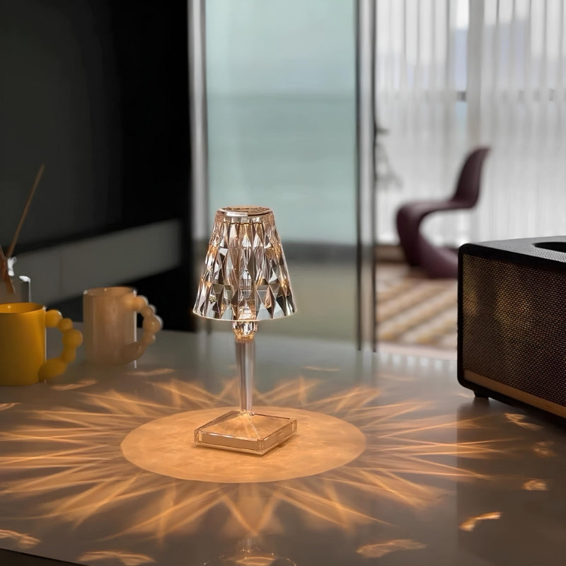 Lampada da tavolo in cristallo con controllo touch - LumeCrystal