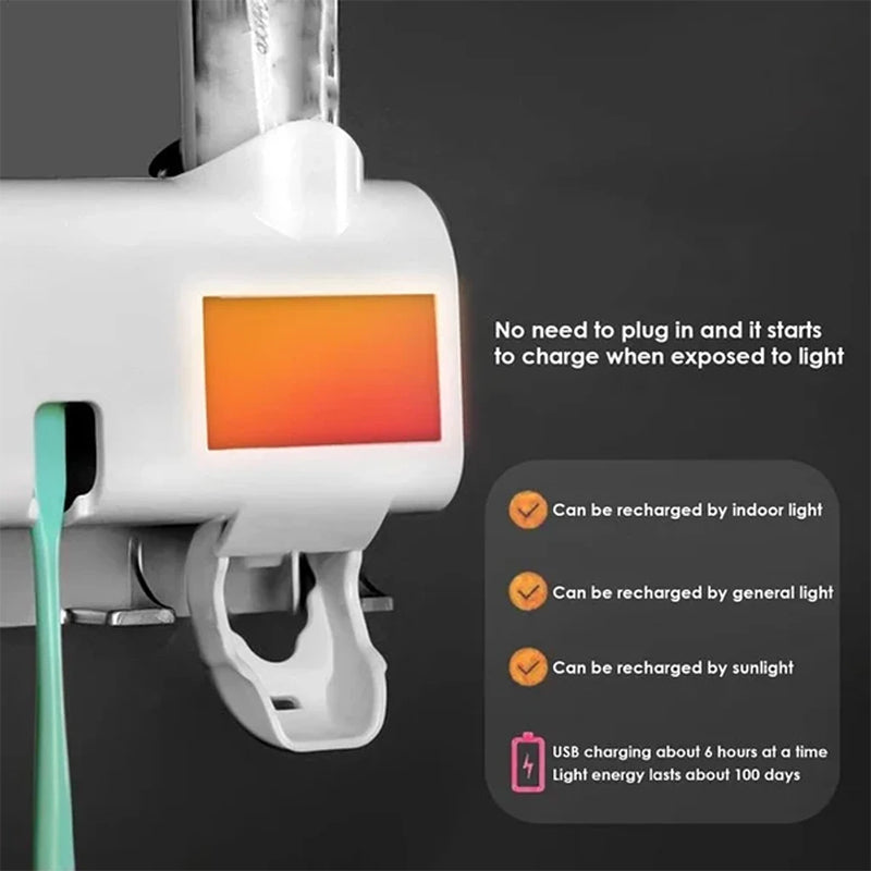Smart Sterilizzatore UV per Spazzolini da Denti, Distributore di Dentifricio da Parete