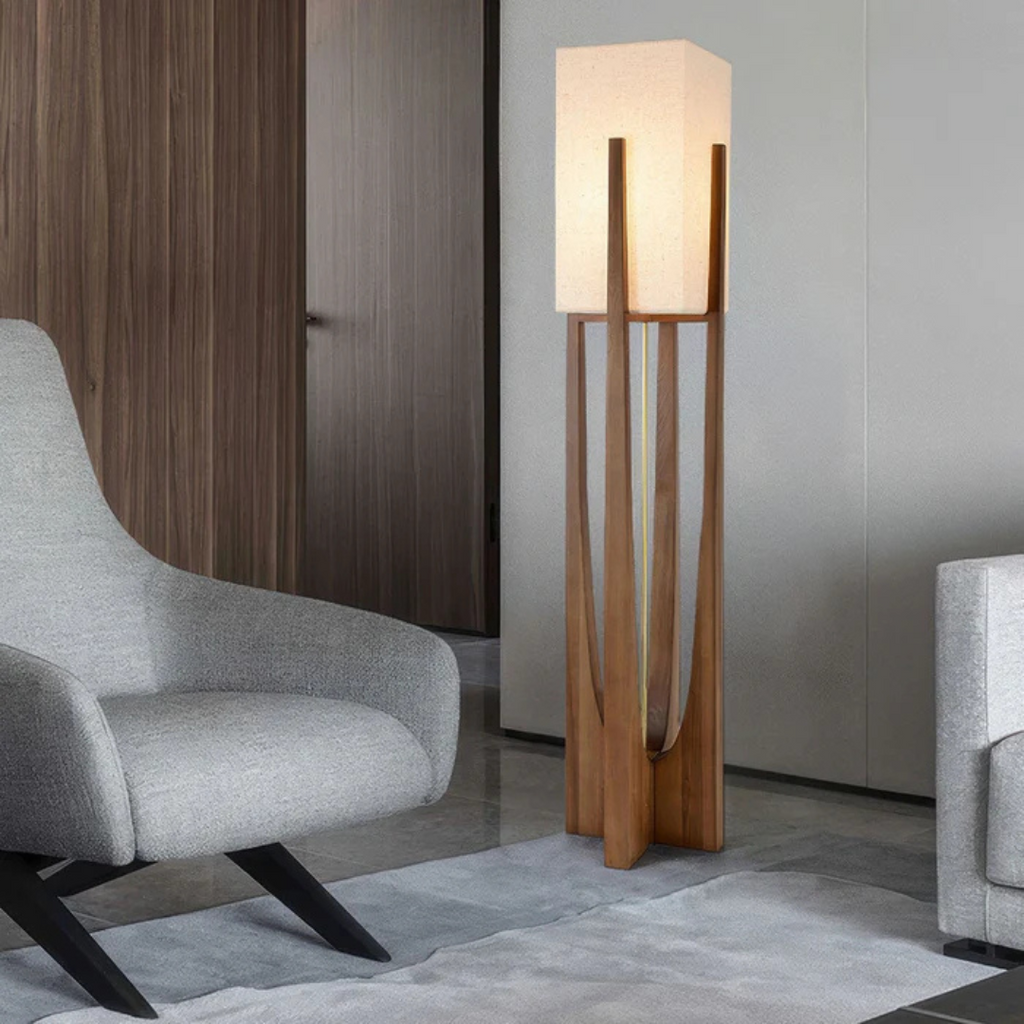 Luxora - Lampada da Terra in Stile Giapponese | Lampada da Tavolo in Legno