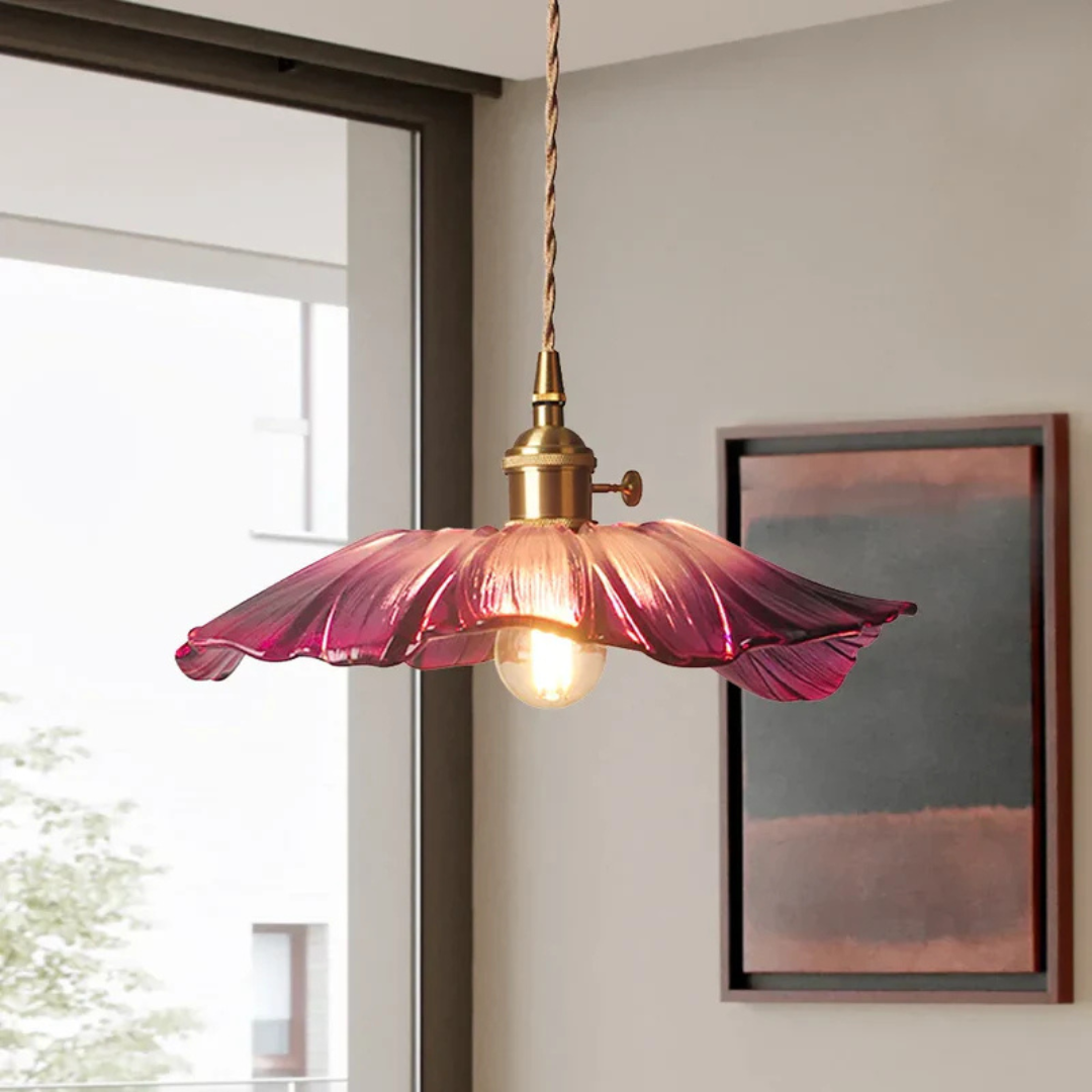 Myloq - Lampada a sospensione in vetro Retro Lotus