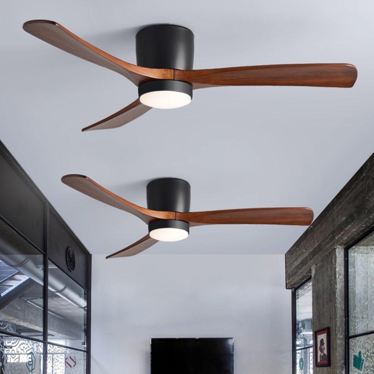 Arvienne | Ventilatore da soffitto in legno nordico con luce LED per camere moderne