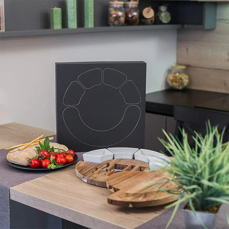 Plankora – Elegante Tagliere e Set di Coltelli per Presentazioni Festive
