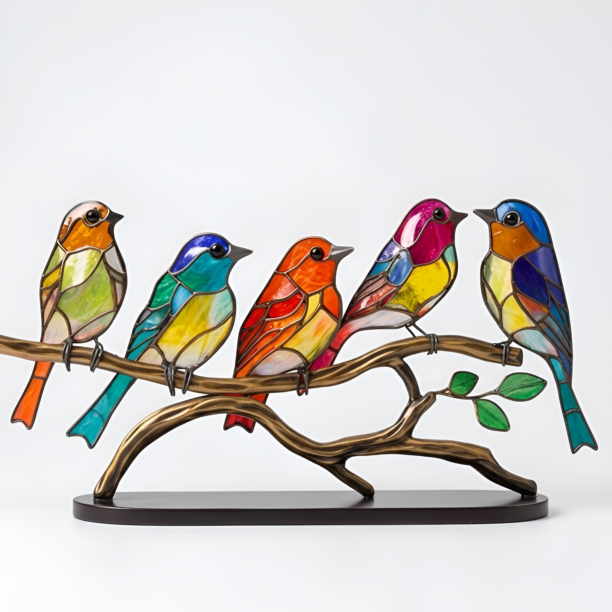Gabriel - Decorazione colorata in acrilico con ramoscello e uccellino