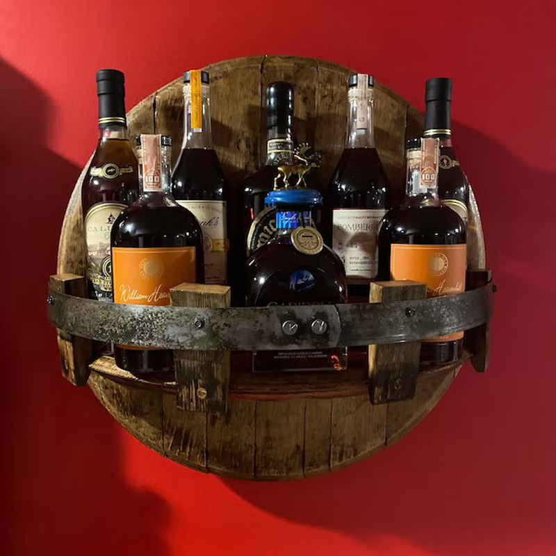 Sandsberg | Mensola da parete in botti di whiskey | Design in legno massello rustico | Rotonda