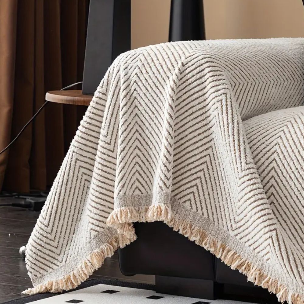 Copertura per Divano con Motivo a Spina di Pesce per Protezione del Divano