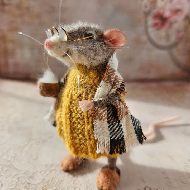 Topo in feltro fatto a mano | Decorazione natalizia & idea regalo | Feltro di lana e tessuto | Sostenibile
