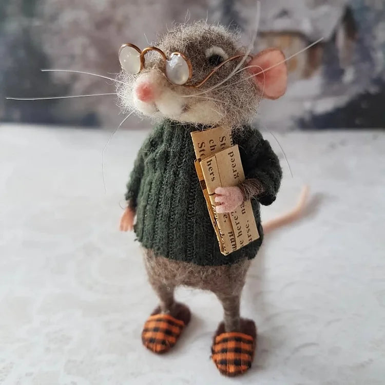 Topo in feltro fatto a mano | Decorazione natalizia & idea regalo | Feltro di lana e tessuto | Sostenibile
