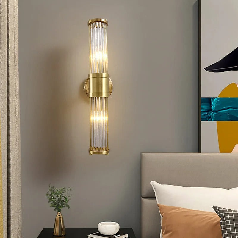 Lampada da Parete in Ottone e Cristallo per Interni Eleganti