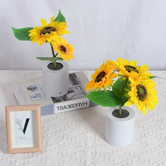 Lampada Girasole Girasole Artificiale in Vaso con Luci LED per San Valentino, Festa della Mamma e Regali di Compleanno