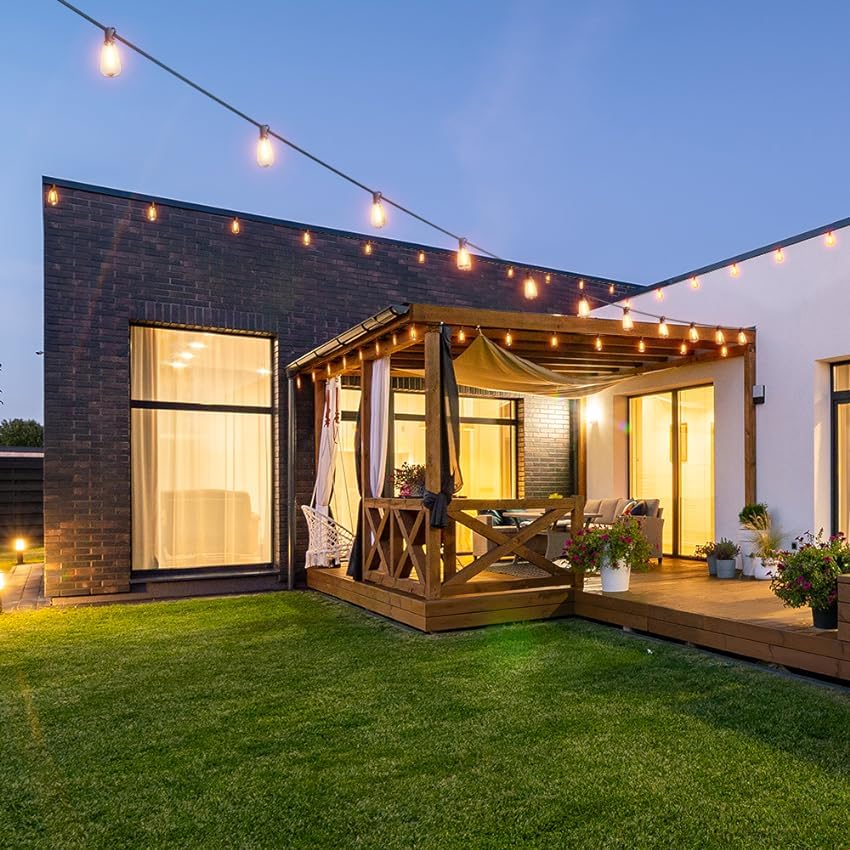Afirst 20Ft Catena di Luci da Esterno - 22 Lampadine Edison Impermeabili per Patio e Feste
