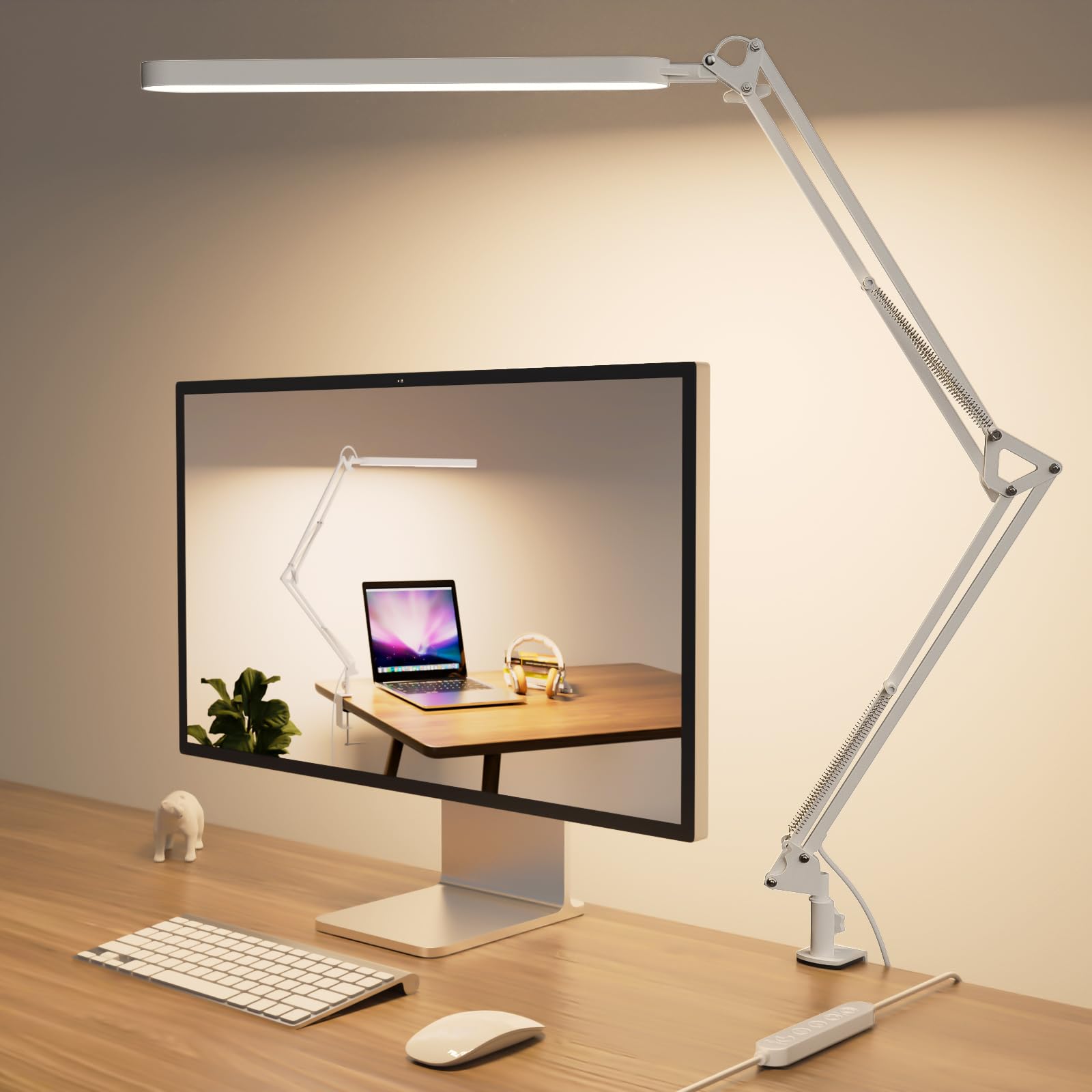Lampada da scrivania Skyleo Led - 31.5'' Luce da scrivania - 5 Modalità di colore X 11 Livelli di luminosità - Braccio oscillante regolabile - Timer e funzione di memoria