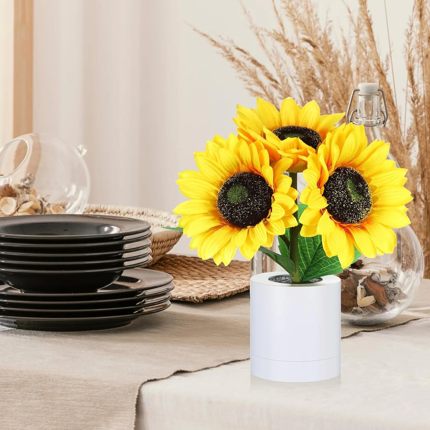 Lampada Girasole Girasole Artificiale in Vaso con Luci LED per San Valentino, Festa della Mamma e Regali di Compleanno