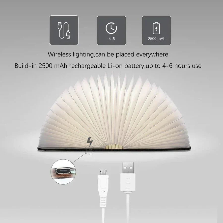 Lampada da libro pieghevole con luce LED calda - StoryGlow