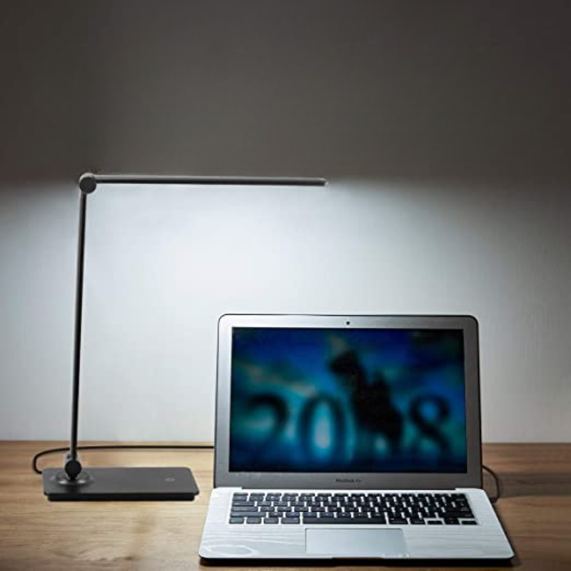Lampada da scrivania LED, lampada da scrivania con controllo touch e 3 livelli di luminosità, lampada da ufficio dimmerabile con braccio regolabile, lampada da tavolo pieghevole per scrivania, camera da letto, comodino, ufficio