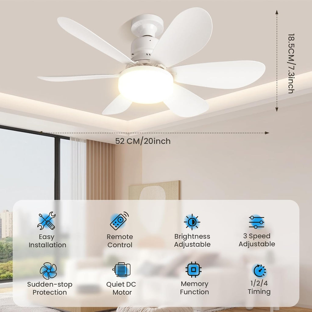 Ventilatore da soffitto con luce LED e telecomando