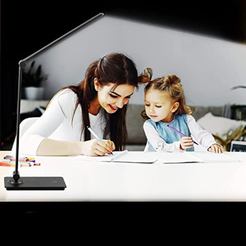 Lampada da scrivania LED, lampada da scrivania con controllo touch e 3 livelli di luminosità, lampada da ufficio dimmerabile con braccio regolabile, lampada da tavolo pieghevole per scrivania, camera da letto, comodino, ufficio