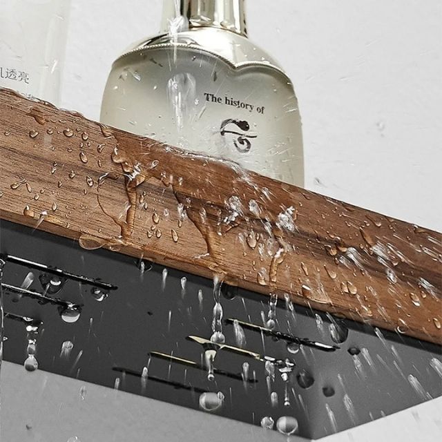 Mensola da Bagno in Legno Massello – Organizzatore da Bagno da Appendere Senza Trapano