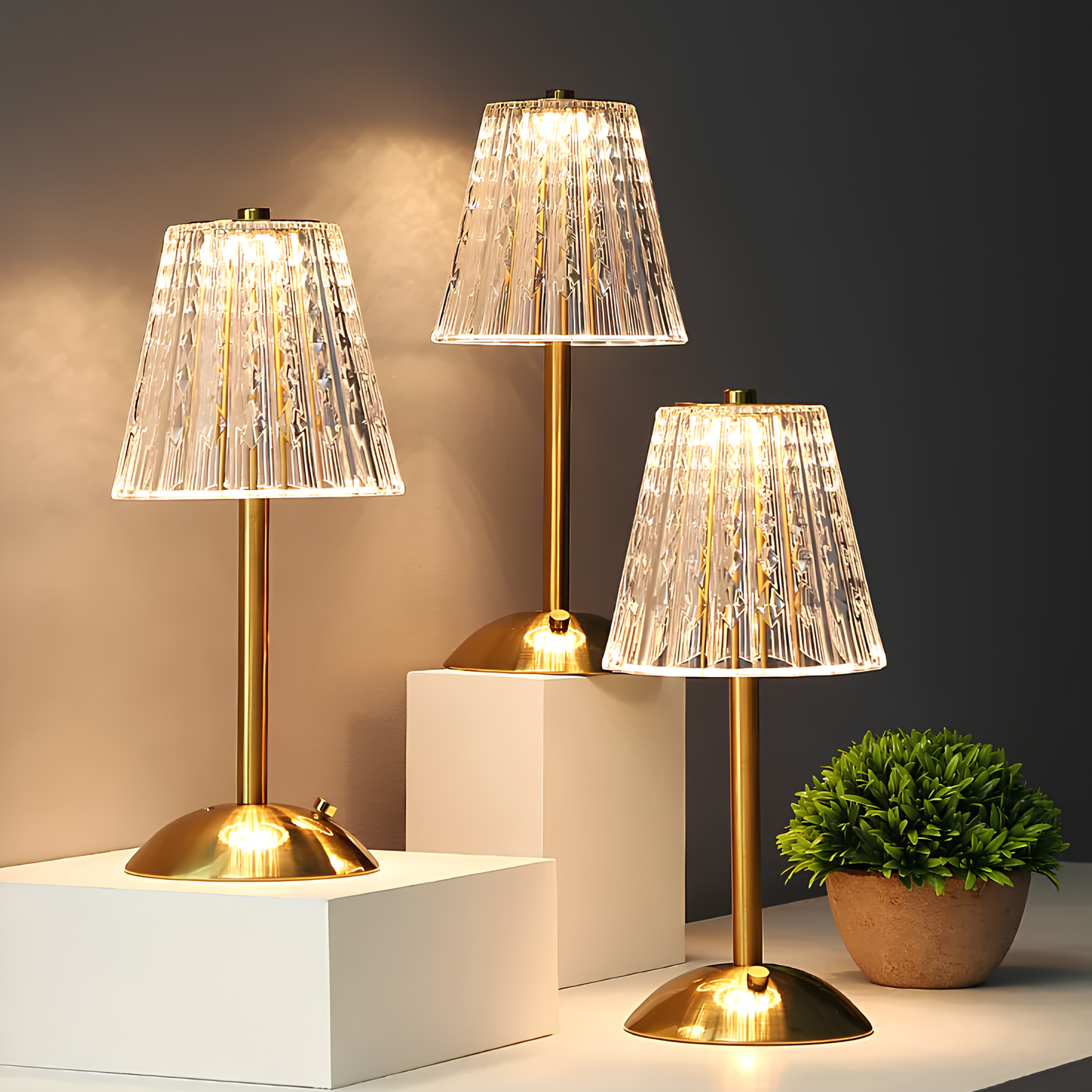 Lampada da tavolo in cristallo dorato - Aurora Luxe