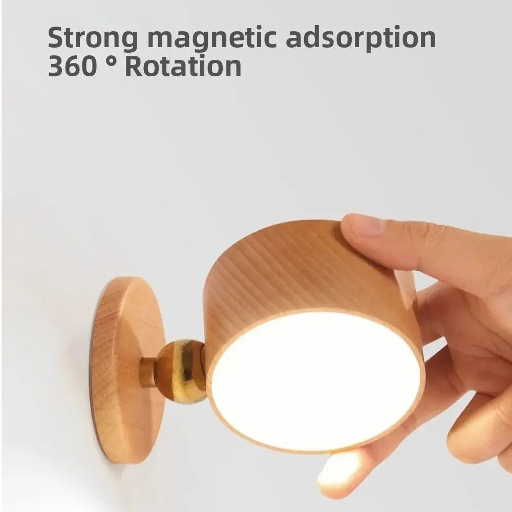 Lampada da Parete LED in Legno Rotante per Decorazione Interna