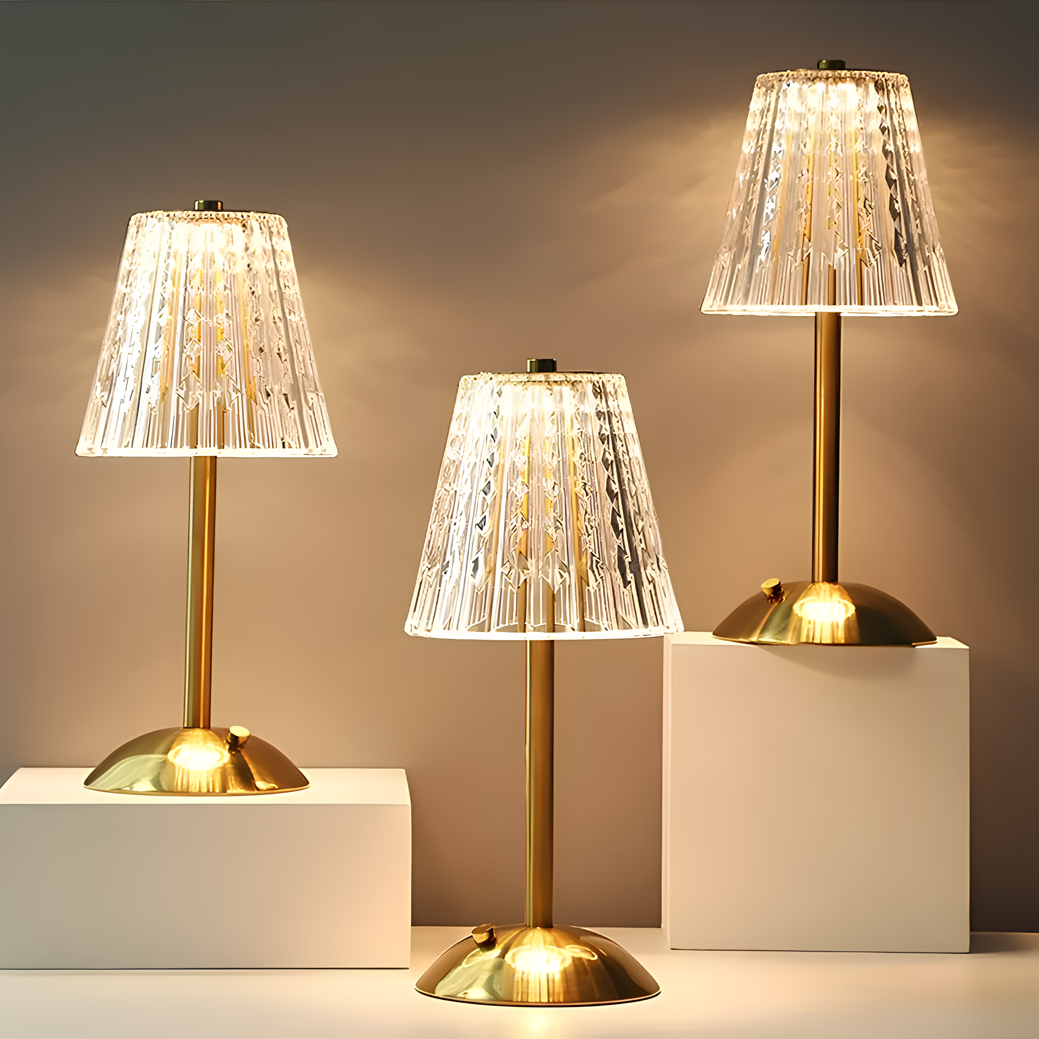 Lampada da tavolo in cristallo dorato - Aurora Luxe