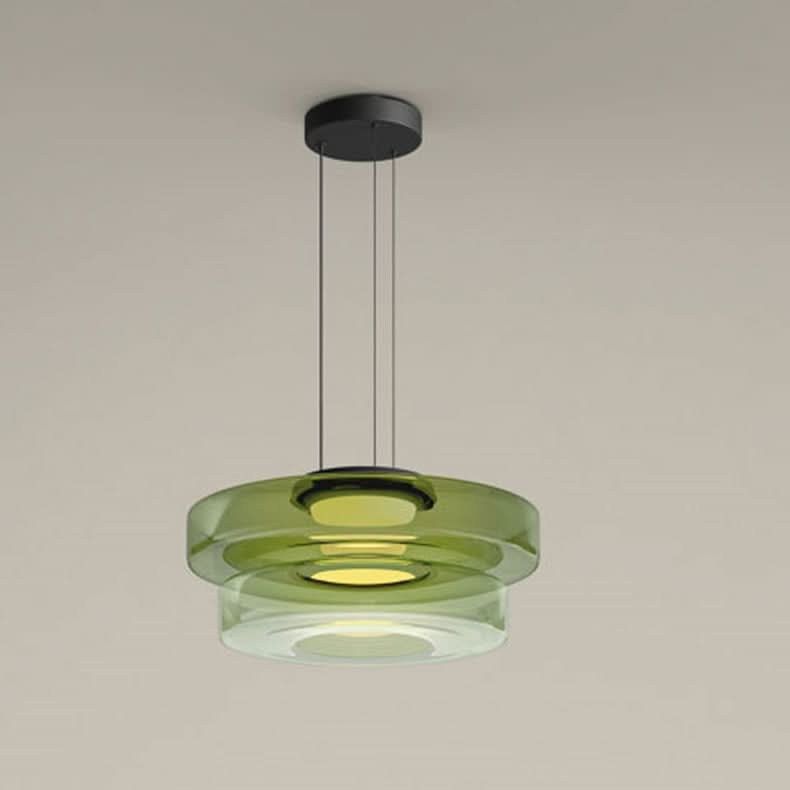 Lampada a sospensione in vetro Bauhaus con lampadina LED calda