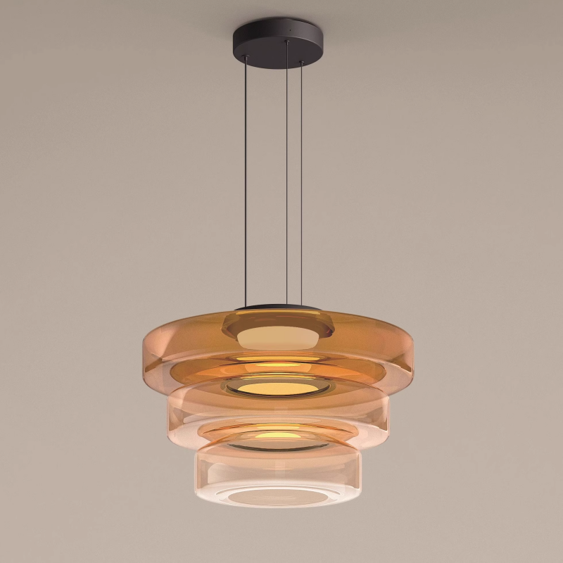 Lampada a sospensione in vetro Bauhaus con lampadina LED calda