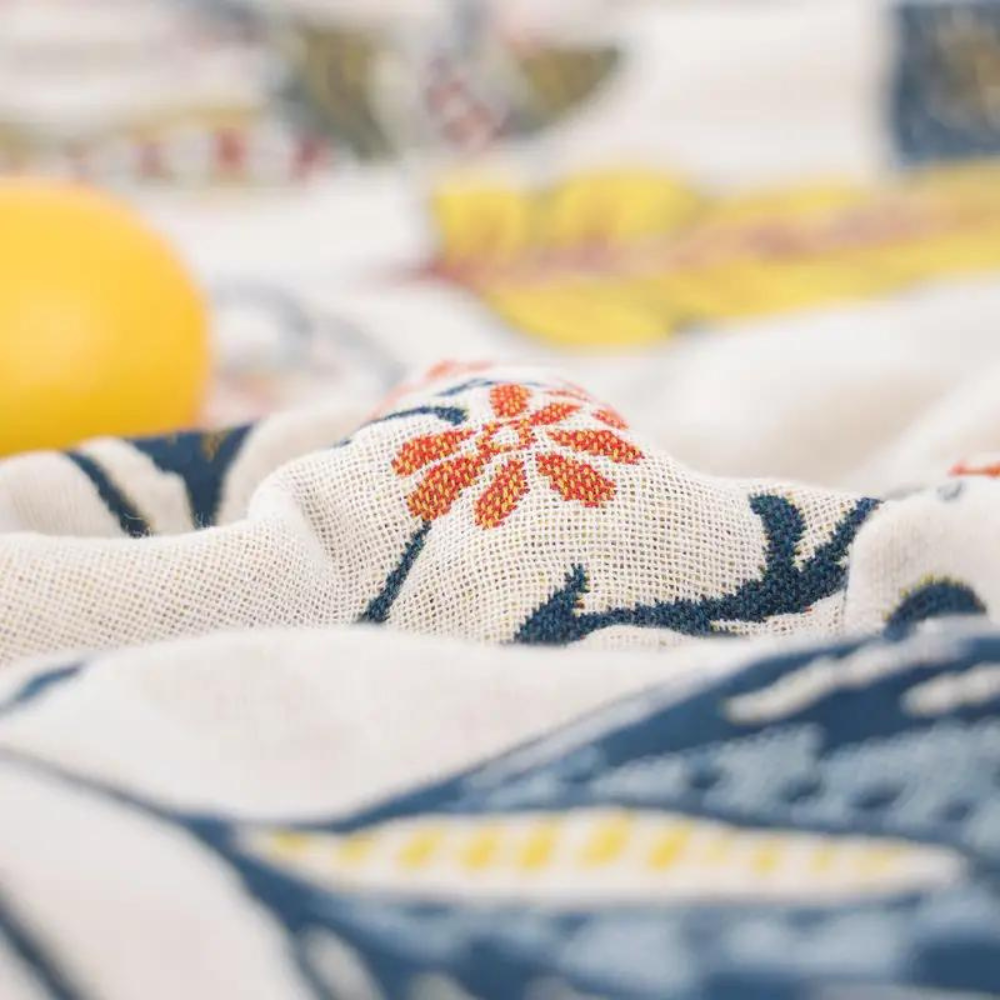 Veldry | Coperta in Cotone con Motivo Floreale Jacquard e Frange per Decorare il Soggiorno e la Camera da Letto