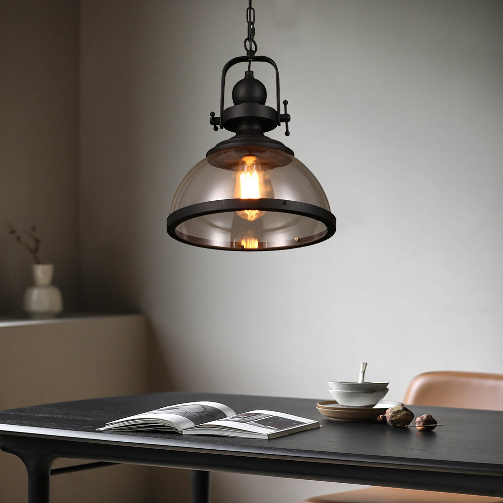 Lampade a Sospensione Retro Industriale in Vetro Antico