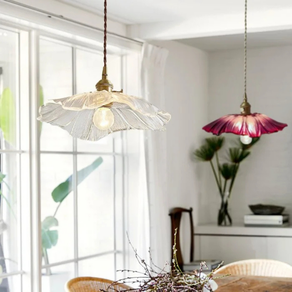 Myloq - Lampada a sospensione in vetro Retro Lotus