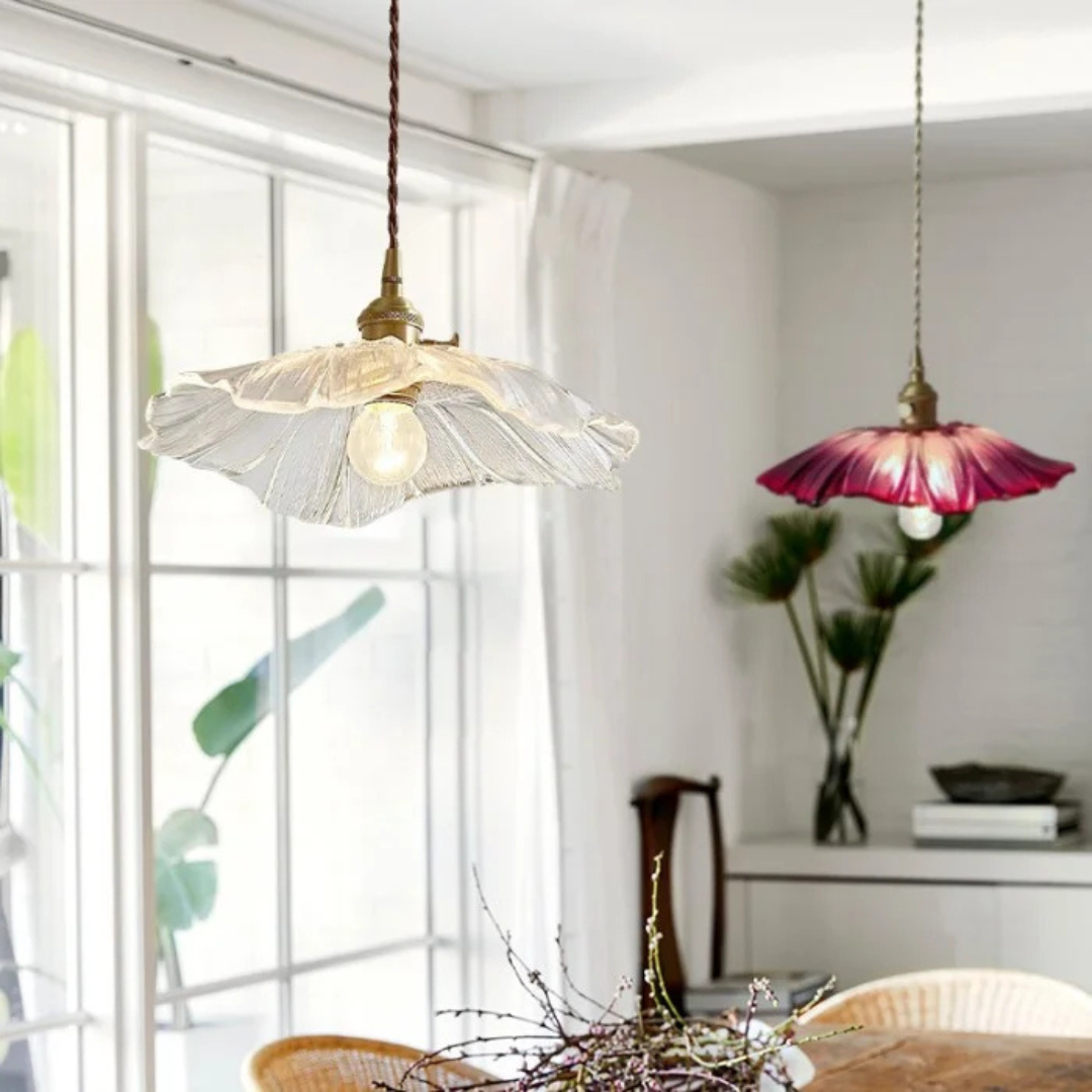 Myloq - Lampada a sospensione in vetro Retro Lotus