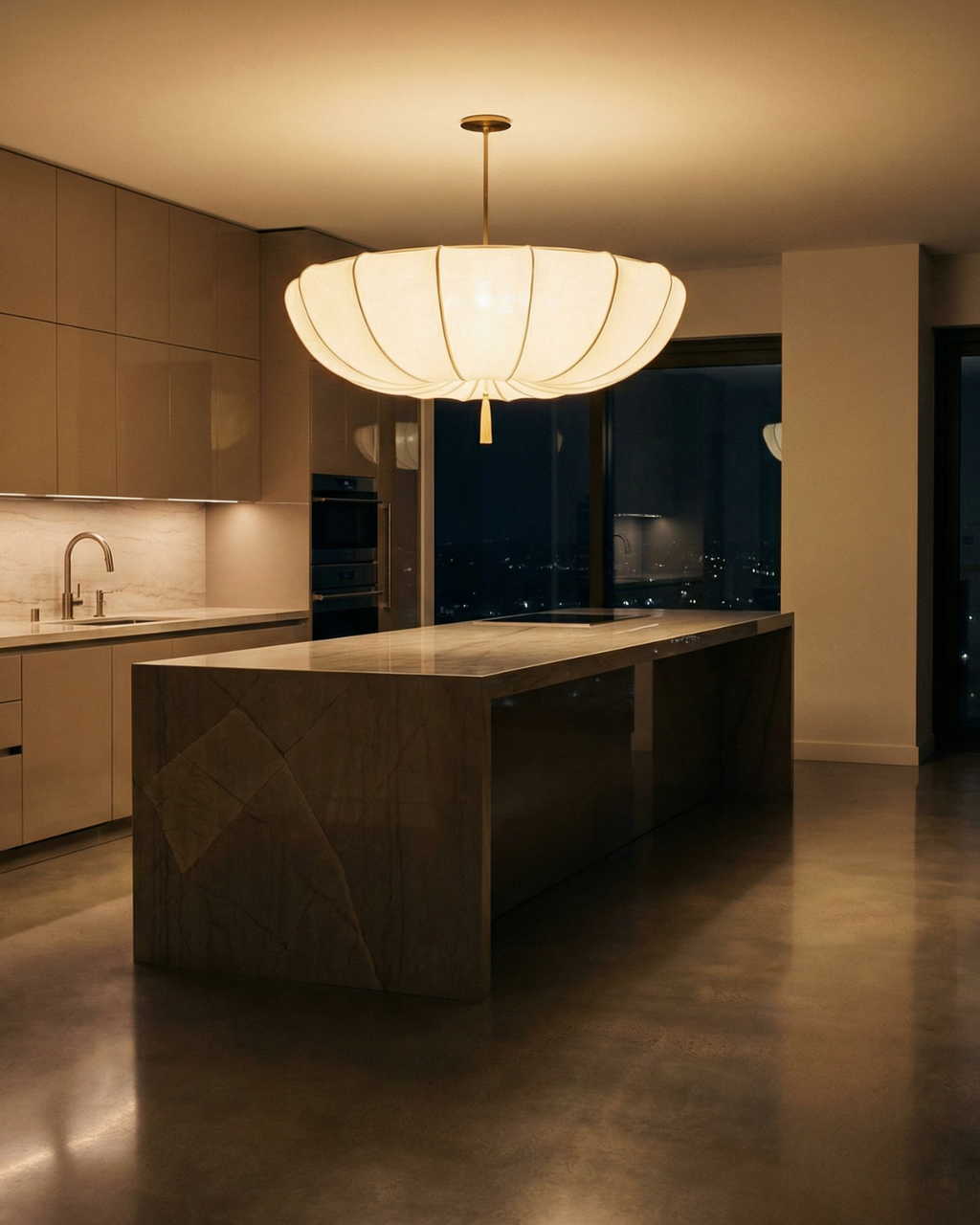 Velara | Lampada a Sospensione in Tessuto Contemporanea con Design Sculpturale a Nuvola e Illuminazione Ambientale Calda