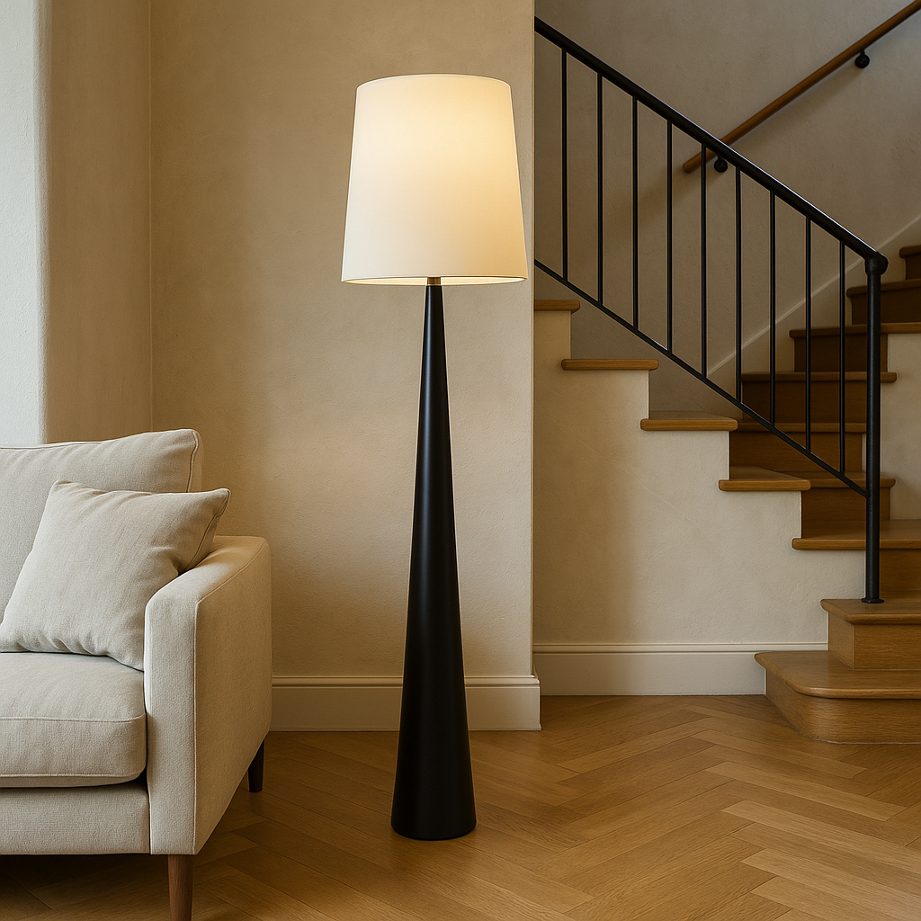 Nora | Lampada da Terra Minimalista Scandinava con Paralume in Tessuto Morbido