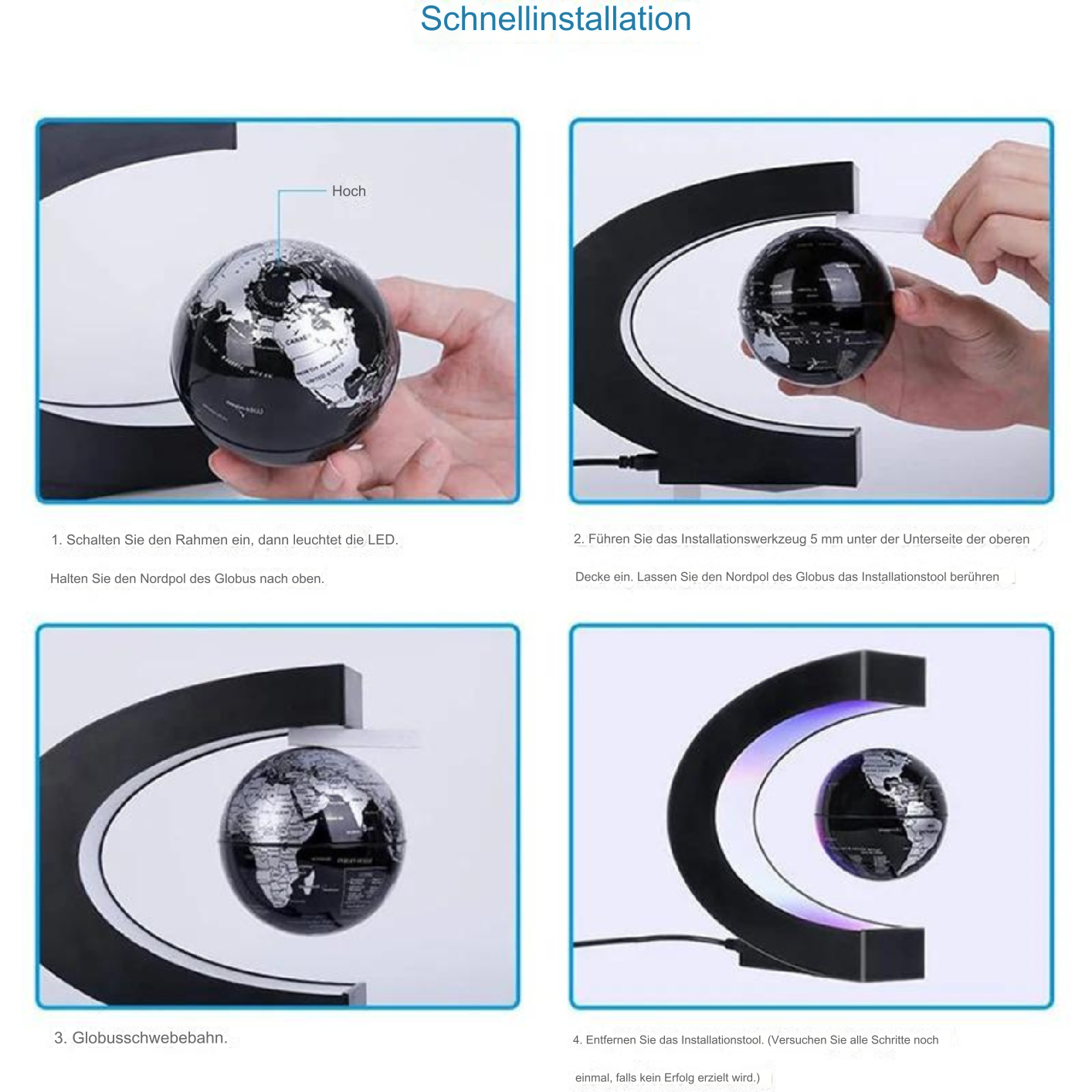 AstroGlobe LED Mappamondo – Lampada Mappamondo Fluttuante con Sospensione Magnetica