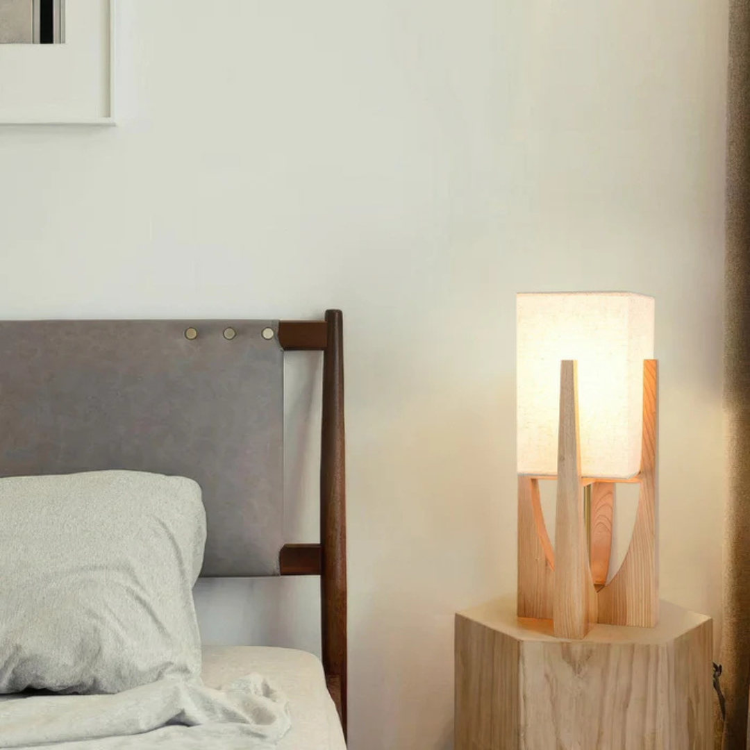 Luxora - Lampada da Terra in Stile Giapponese | Lampada da Tavolo in Legno