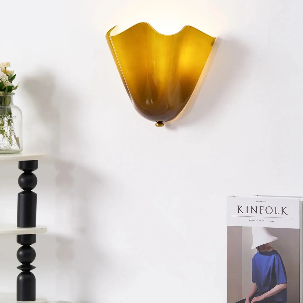 Brionna - Lampada da Parete Retro in Vetro Colorato con Design a Conchiglia