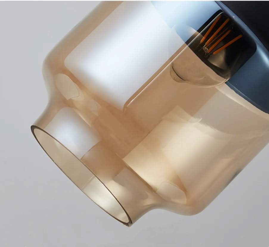 Lampada a Sospensione in Vetro Soffiato e Legno Regolabile