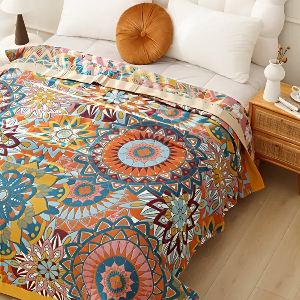 Coperta in Cotone Jacquard Floreale Marocchino