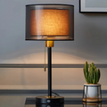 Lumis – Lampada da Tavolo Vintage con Doppio Paralume in Tessuto | Illuminazione Atmosferica Calda per Camera da Letto o Soggiorno