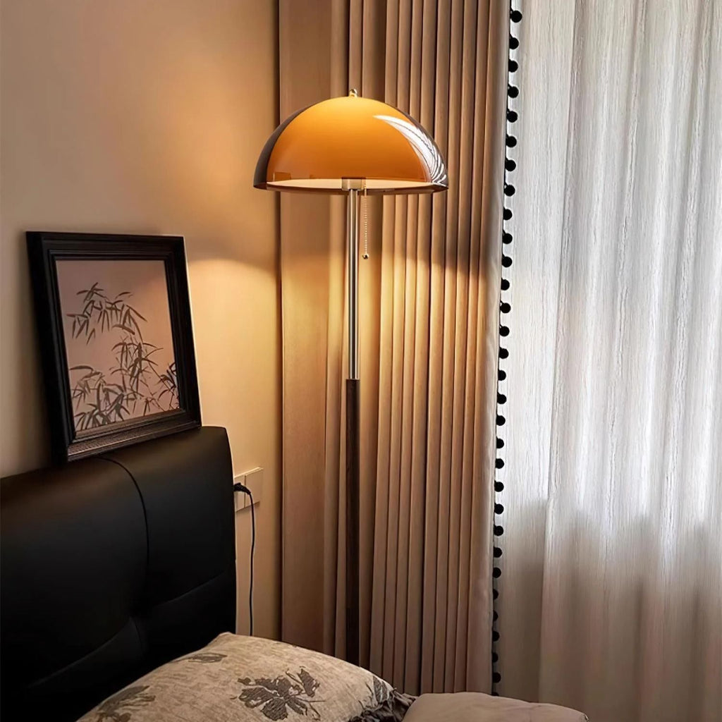 Evelisse | Lampada da Terra Ispirata al Retro con Cupola Ambra e Luce Calda