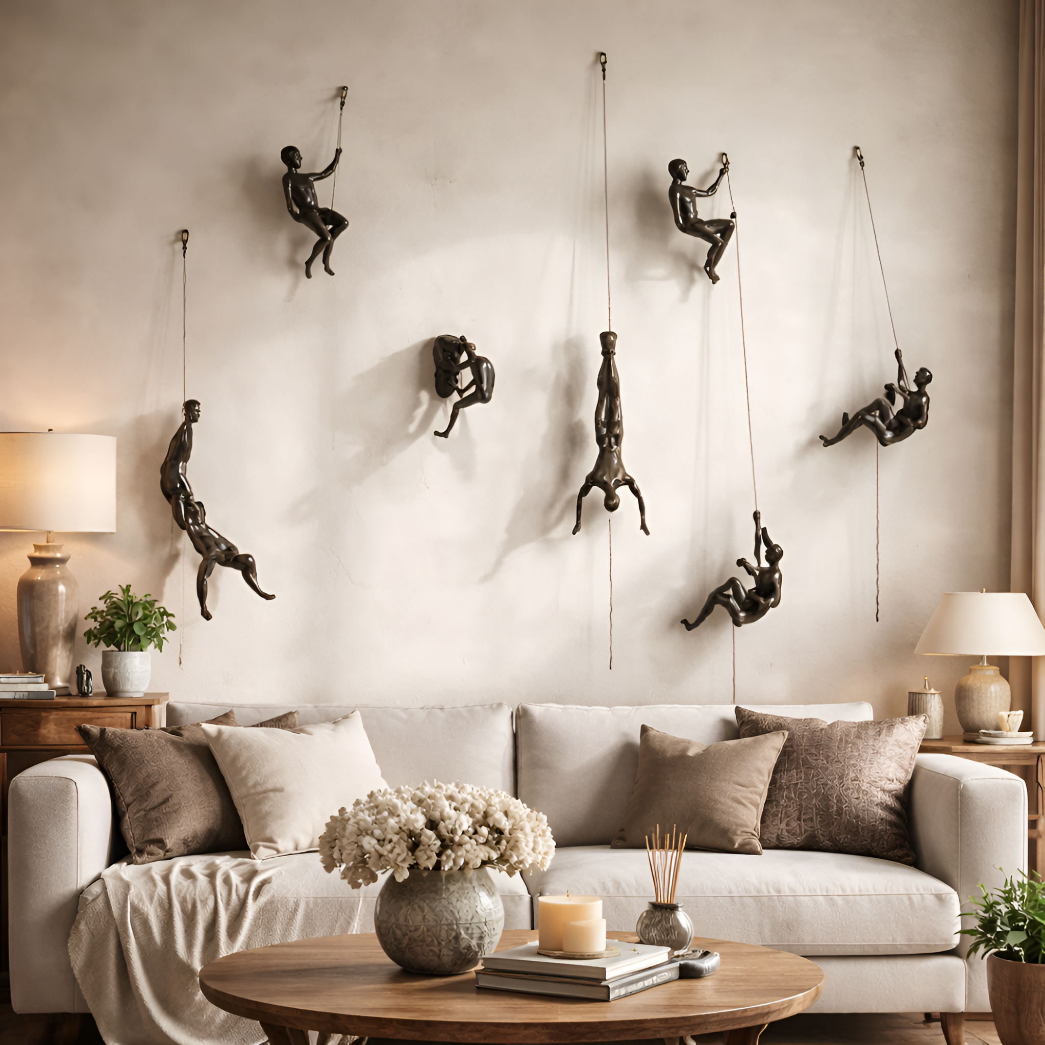 Logan - Set decorativo da parete “Uomo che si arrampica” in stile astratto - Figure in resina e filo di ferro