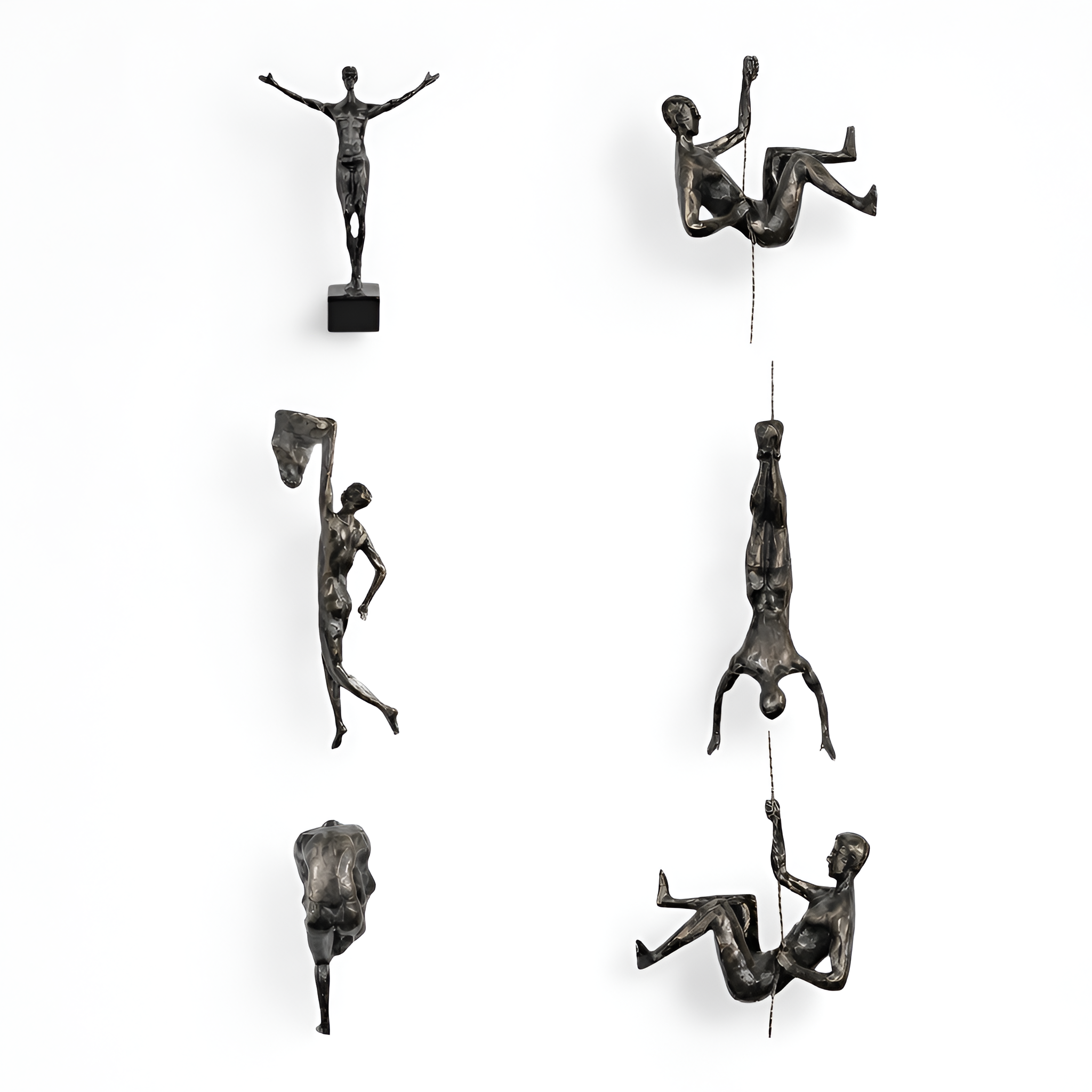 Logan - Set decorativo da parete “Uomo che si arrampica” in stile astratto - Figure in resina e filo di ferro
