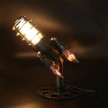 Lampada da Tavolo Steampunk a Razzo con Luce Fiamma