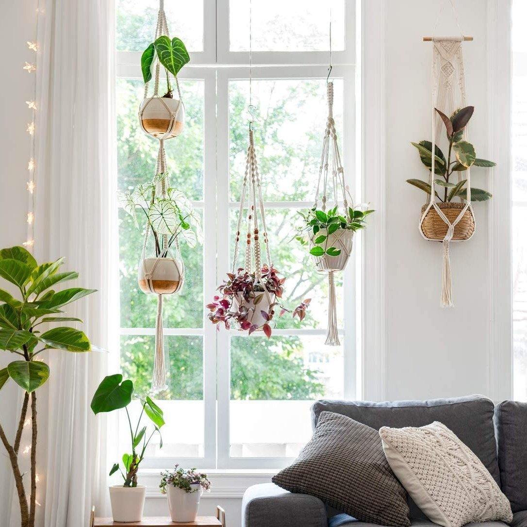 Set di portapiante in macramè Boho fatto a mano a 4 bracci