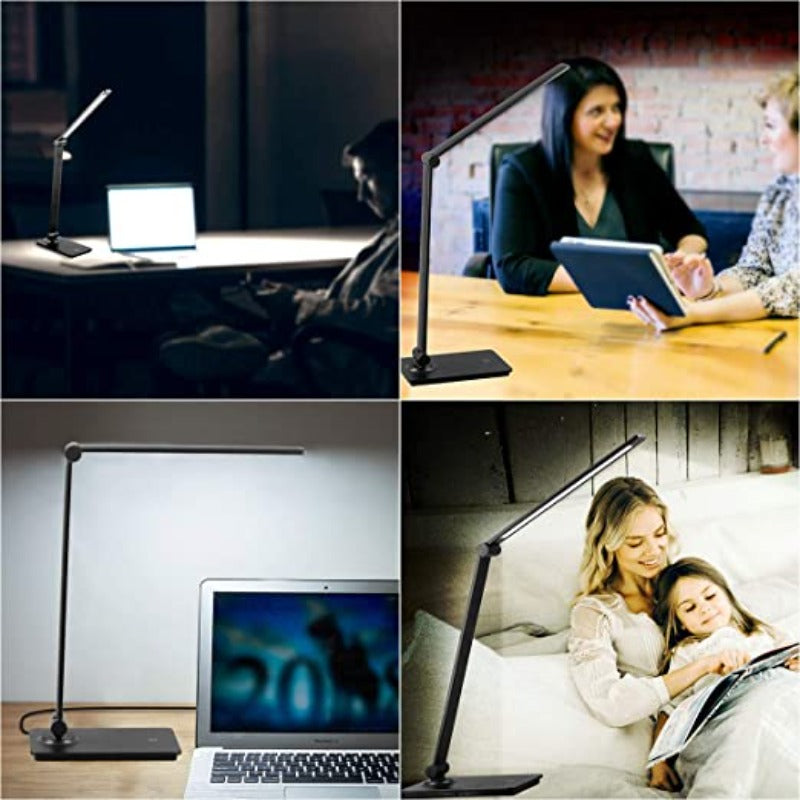 Lampada da scrivania LED, lampada da scrivania con controllo touch e 3 livelli di luminosità, lampada da ufficio dimmerabile con braccio regolabile, lampada da tavolo pieghevole per scrivania, camera da letto, comodino, ufficio