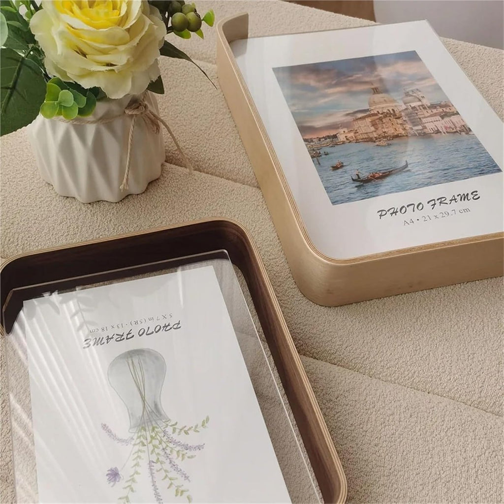 FOTODUO – Cornice per foto in acrilico e legno con vista su entrambi i lati per una moderna decorazione da tavolo