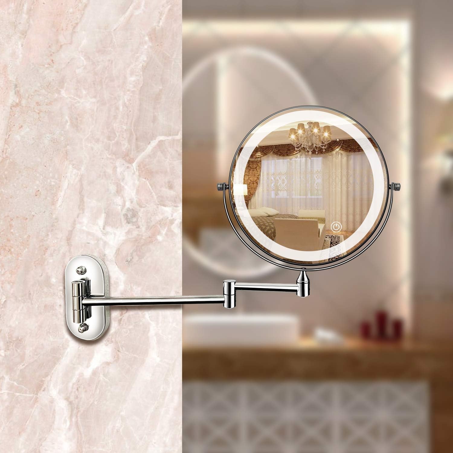 Specchio ingranditore LED Skanto | Ricaricabile | Cosmetici & Bagno | Cromo Argento