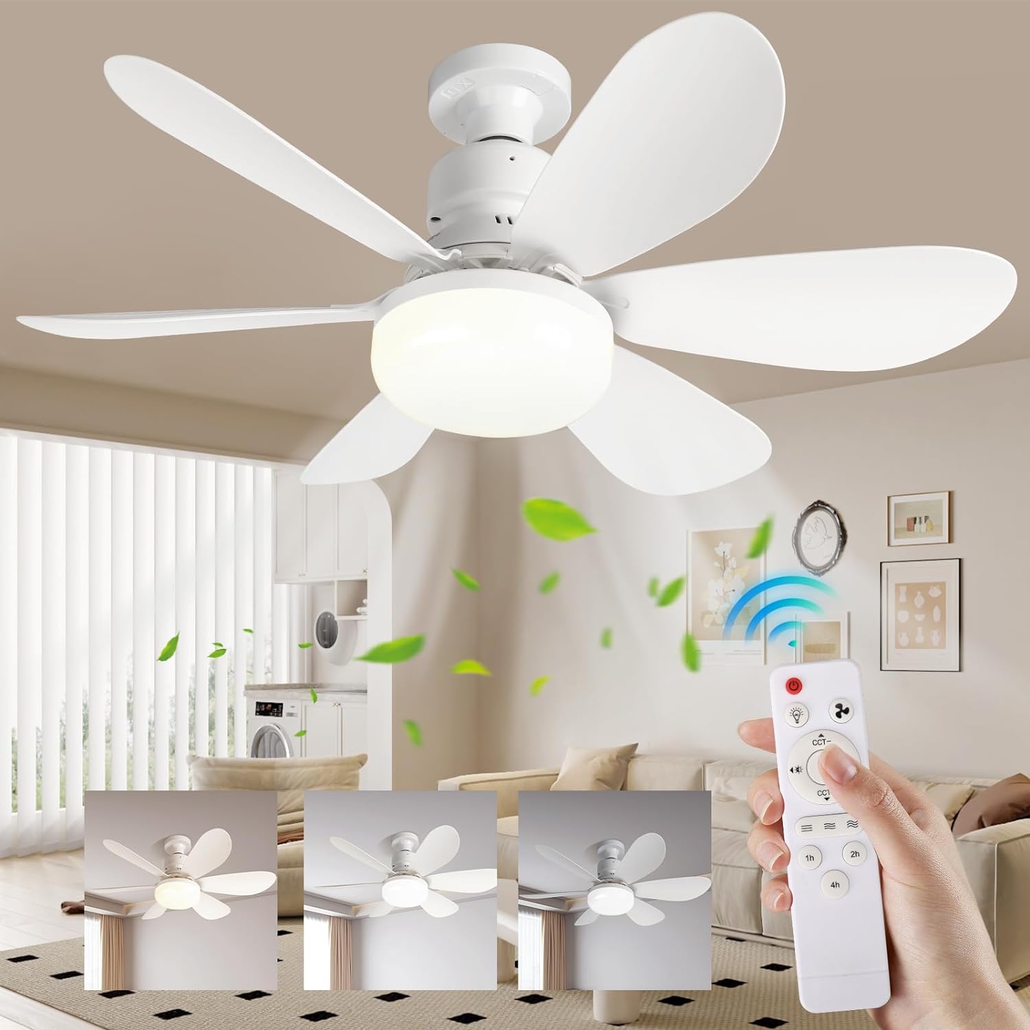 Ventilatore da soffitto con luce LED e telecomando