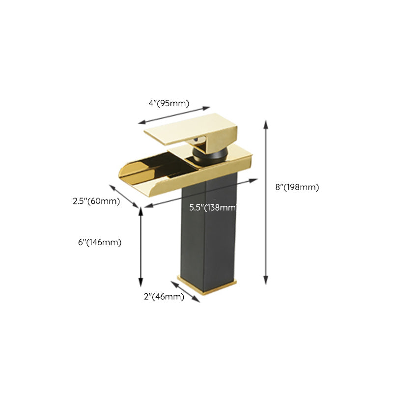 Rubinetto da lavabo moderno a cascata con LED in ottone